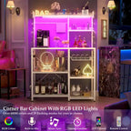 Kitchen Baker's Rack with Power Outlet, LED Light, and Storage Shelves